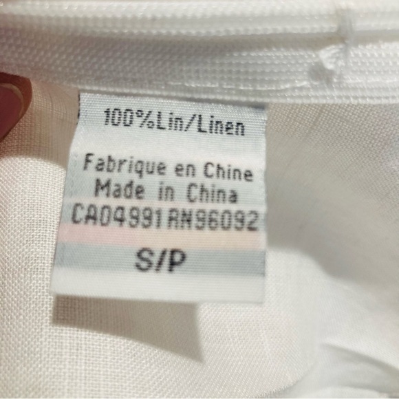 KATHERINE BARCLAY Sz S 100% Linen 3-D Flowers Shoulder Tie Zipper Closure Blouse - Picture 3 of 8